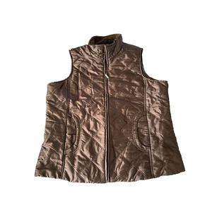 Jane Ashley Puffer Vest Jacket Rust Brown Size XL Full Zip Quilted